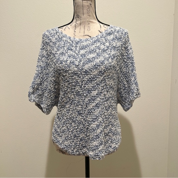 Anthropologie Project Scoop Neck Dolman Kaftan-Style Sweater Blue Open-Knit S - Picture 6 of 9
